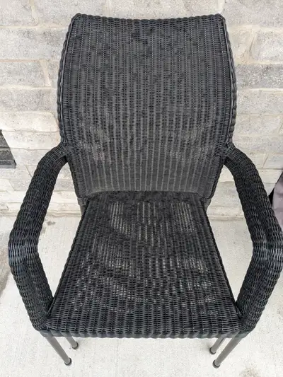 Chaise patio en rotin Noir robuste et dossier surélevé, View more