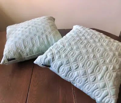 2 Blue Polyester Linen Quilted Throw Pillow Pillows Home Decor , View more