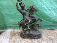 statue de chevalier antique ancienne en régule France 1900