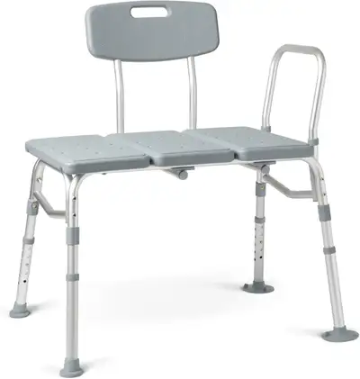 Medline Transfer Bench with Back, Gray, View more