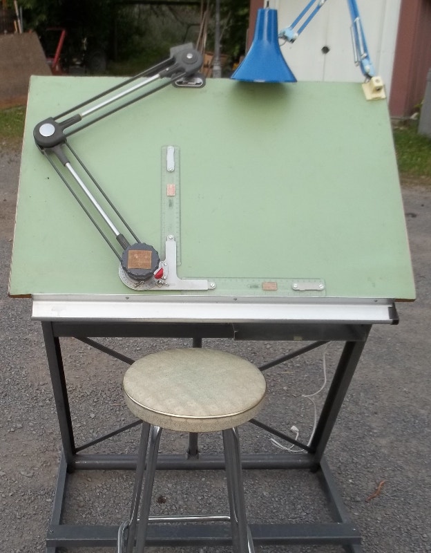 Drafting Table & Stand w/ Vemco Drafting Machine,Lamp & Stool Other