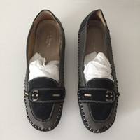 Women's Shoes - Black Grey Loafers Flats (Size 9)