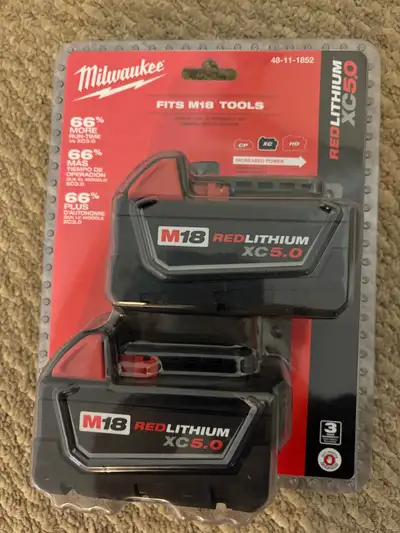 2x NEW Milwaukee m18 xc5.0 extended capacity battery, View more