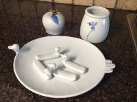 Korean vintage white with blue plate and items