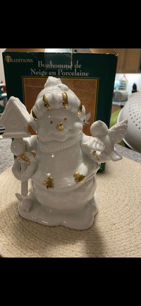 Brand new in box porcelain snowman 