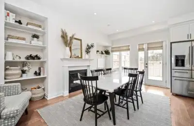 Modern Marble Top Dining Table with Black A-Frame Legs & Chairs, View more
