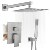 Bathtub Square Shower Faucet Set Brand New in Box Brushed Nickel
