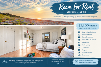 HOUSE SHARE OPPORTUNITY — Jan.1 - April 30, View more