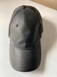 Black, leather ball cap