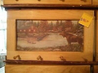 Moose And Ducks At Cottage Art Framed Peg-Board
