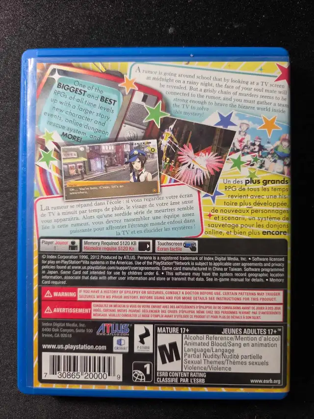 Atlus Persona 4 Golden PlayStation Vita in Sony PSP & Vita in Markham / York Region - Image 3