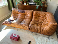 Togo Sofa Set in Brown Leather by Michel Ducaroy for Ligne Roset