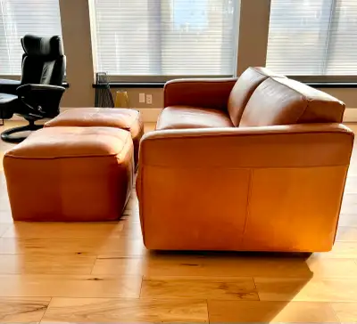 Designer Caramel Leather Sofa, View more