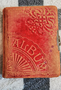 19th Century Photo Album - Embossed Red Velvet Cover