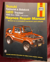 Suzuki Samurai Sidekick Geo Tracker 1986 thru 1996 Haynes