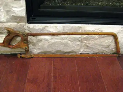 This is a 28" Long Antique Vintage Meat and Bone Processing Saw that would either make a Great Wall...