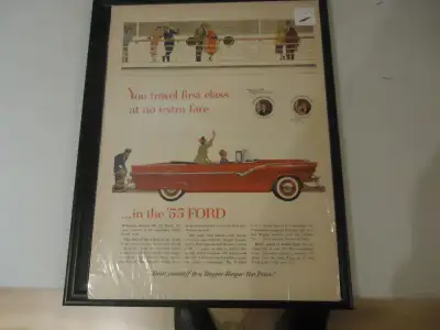Original Magazine Print Advertisement for 1955 Ford Fairlane Convertible. Life Magazine. 14" x 10"....