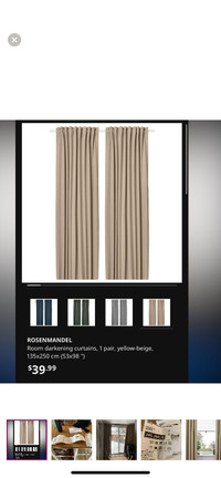 IKEA ROSEN MANDELroom darkening curtains, 1 pair BRAND NEW