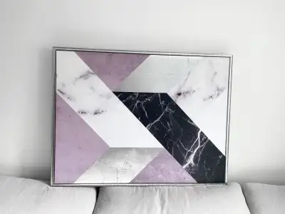 Beautiful large wall Art price for sale With a modern marble design and touches of silver On a high...