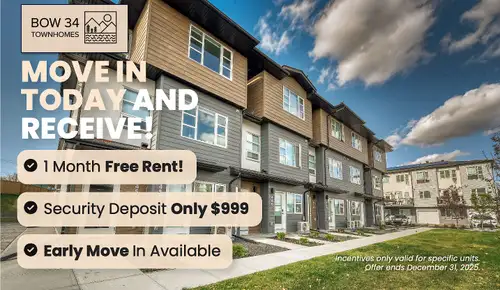 NEW Bow34 Townhomes! Now with 1-month Free Rent! Incentives: One Month Free Rent With 13 Month Lease...