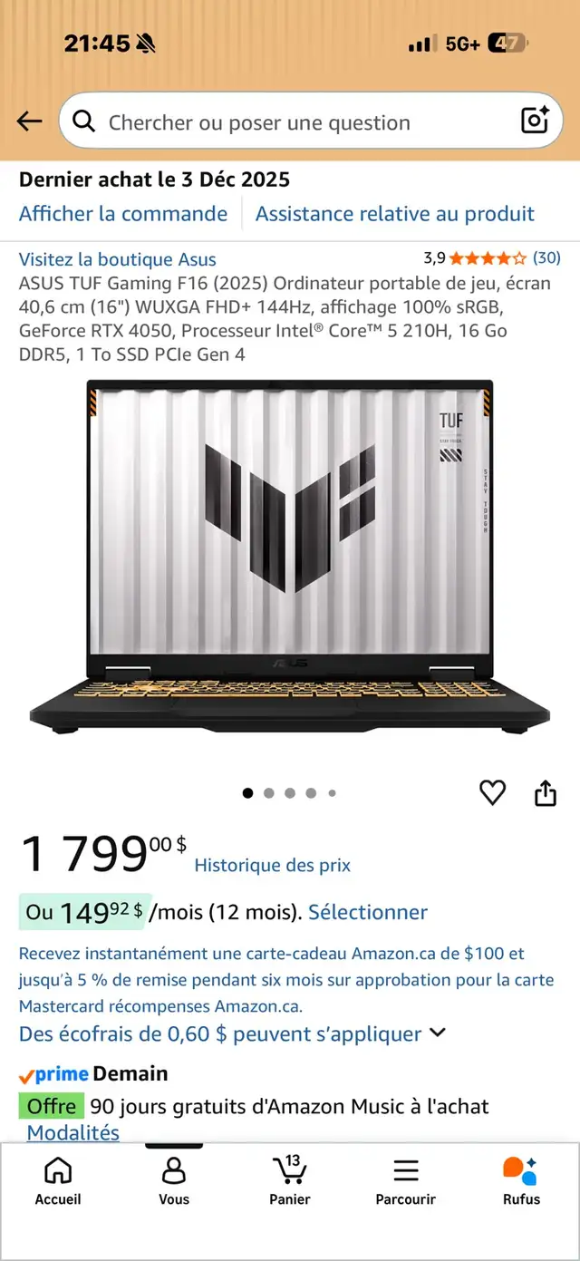 Asus Tuf F16 2025 "broken screen" in General Electronics in City of Montréal - Image 2