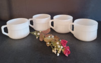 Milk Glass Soup/Coffee mugs by Federal Glass, Set of 4