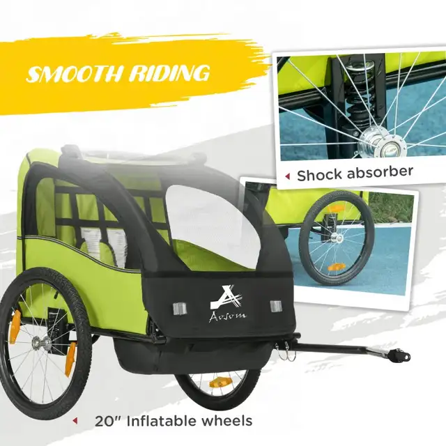  2 Seat Bike Trailer for Kids, Baby Stroller with Storage Bag in Strollers, Carriers & Car Seats in Markham / York Region - Image 6