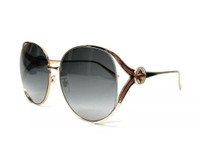 Gucci GG0225S 225 001 Gold Grey Gradient Women's Sunglasses