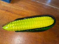 vintage 8" murano style hand blown glass corn on the cob.