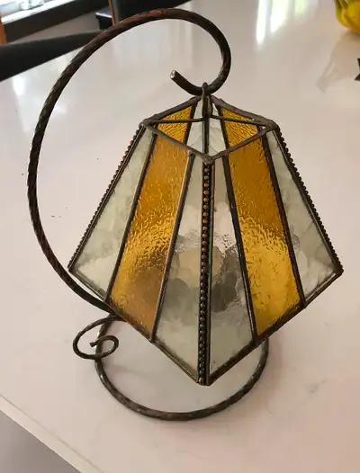Copper/Stained Glass Lamp, View more