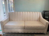White Italian Leather Sofa, like new, rarely used