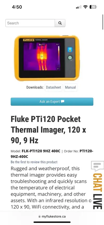 Fluke PTi120 Pocket Thermal Imager, View more