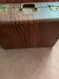 Eveleigh vintage antique suitcase brown alligator design