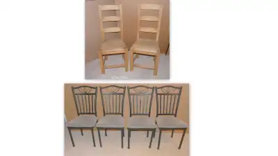 6 KITCHEN  DINING CHAIRS - VERY GOOD CONDITION - 20.00 EACH -, View more