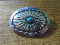 vintage sterling silver + turquoise concho pin / pendant