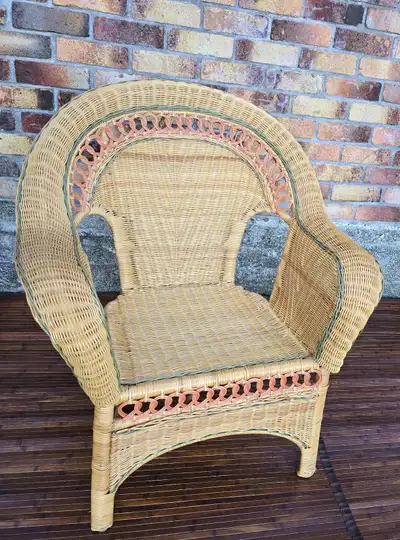 Natural Wicker Chair with Ottoman, View more