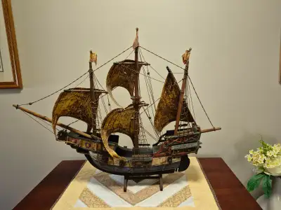 Wooden vintage model Spanish Galleon, View more