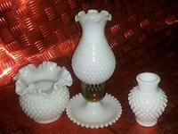 milk glass vase and lamp   have more milk glass