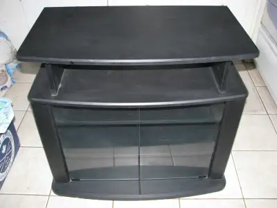 Television TV Stand with glass doors Black 73cm Tall x 75cm Wide x 45cm Deep Good for up to 55 inch...