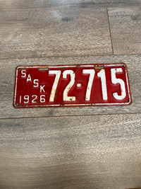 1926 Saskatchewan license plate