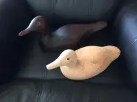  Two wooden duck decoys