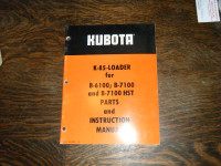 Kubota K-85 Loader for B-7100 Tractor Parts, Instruction Manual