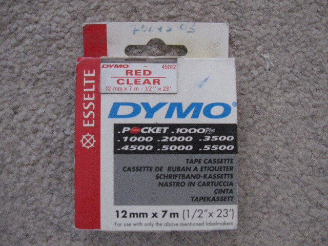 Dymo Esselte 12mm x 7mm Red on clear-never used + in Other Business & Industrial in City of Halifax - Image 2