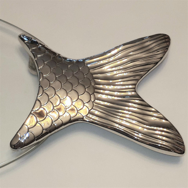 1970s French Glass Fish Serving Plate w Silver Plated Head-Tail in Arts & Collectibles in London - Image 3