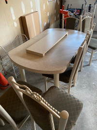 Dining table with extension and six chairs