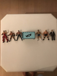 Set of 6 WCW action figures and accessory/figurines de lutte