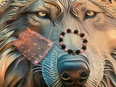 NEW HANDMADE LADIES BEAUTIFUL WOLF STONE BRACELET , View more