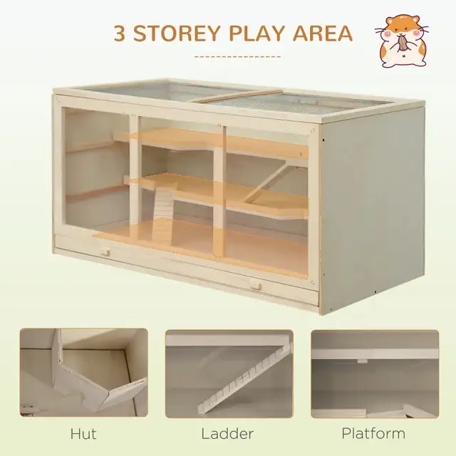 45.3"x22.4"x21.7" Wooden Hamster Cage Rat Cage, Natural Wood in Accessories in Markham / York Region - Image 4