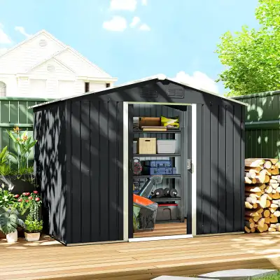 8' x 6' Outdoor Storage Shed, Charcoal Grey Color, View more