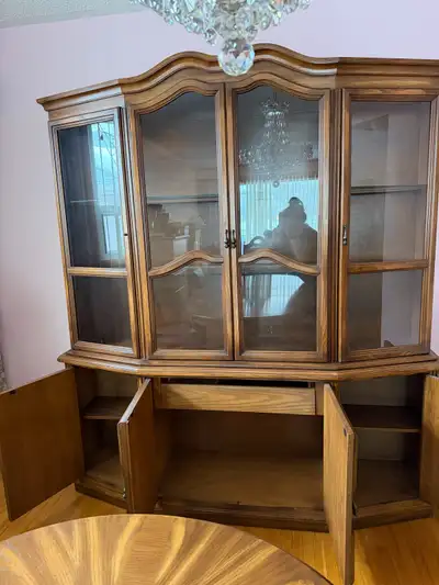 Vintage Carved Wood China Cabinet Hutch, View more